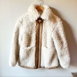 & Other Stories Sherpa jacket with faux leather detailing quilt lining